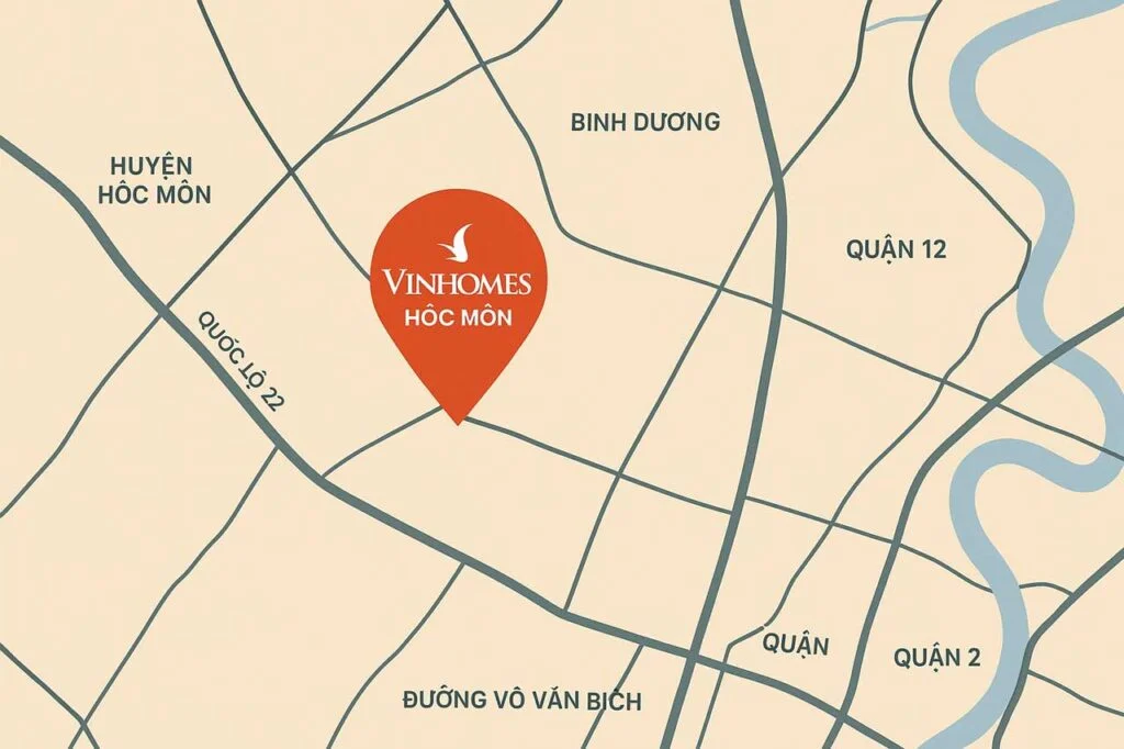 Vị trí vinhomes hóc môn tân thới nhì hóc môn thành phố hồ chí minh trên bản đồ hạ tầng