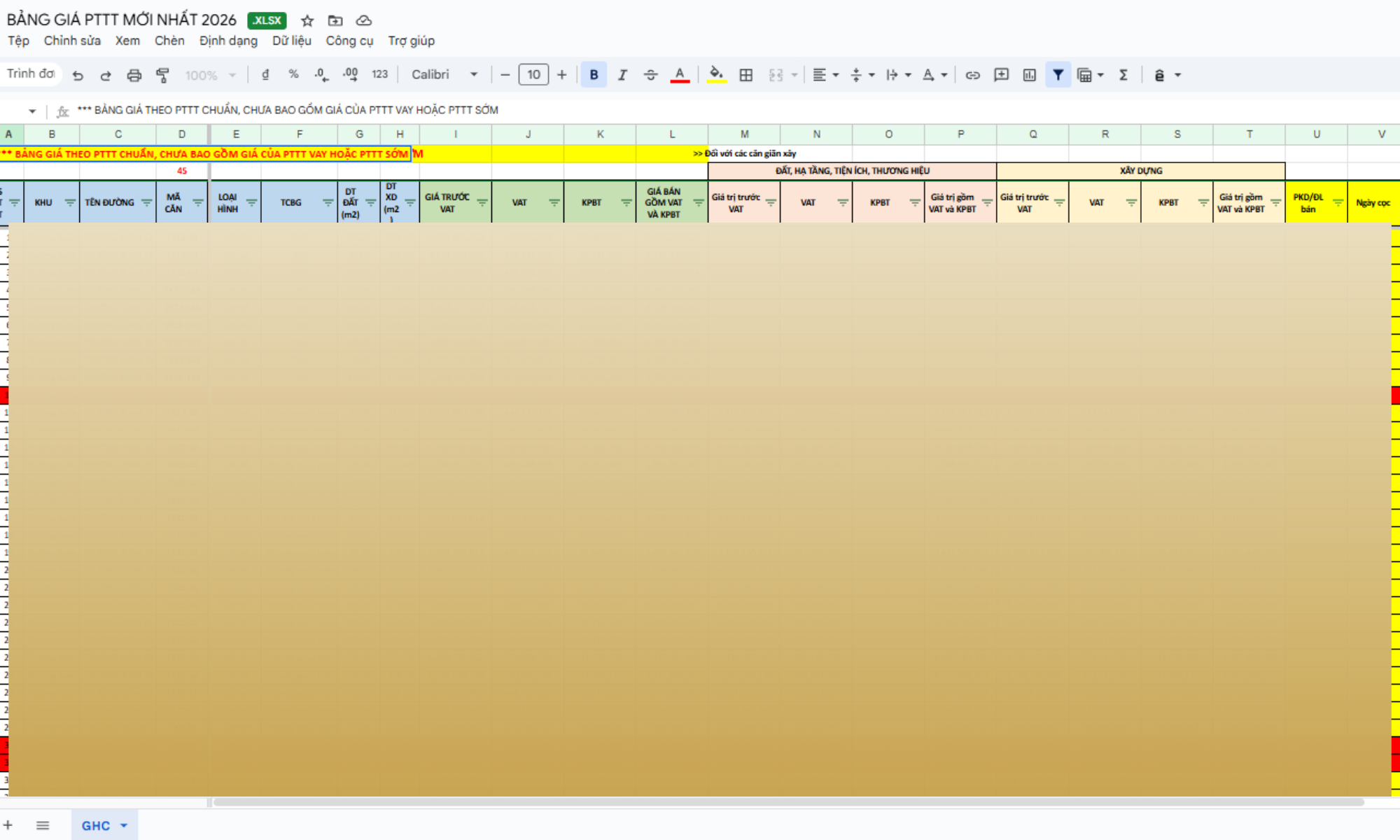 Bảng giá phương thức thanh toán mới nhất vinhomes hóc môn