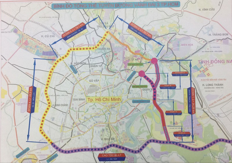 Bản đồ quy hoạch Vành đai 3 HCM qua các tỉnh thành