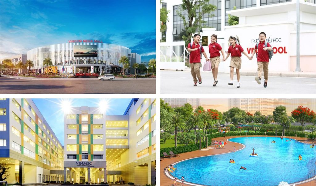 Công viên xanh và hồ bơi tại chung cư vinhome hóc môn