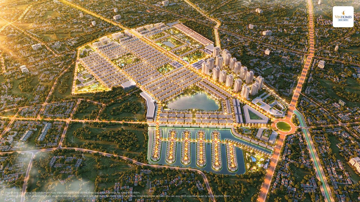 Phối cảnh minh họa giá nhà Vinhome Hóc Môn với không gian sống xanh hiện đại