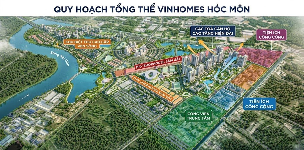 Bản đồ Vinhomes Hóc Môn phân khu chức năng thông minh