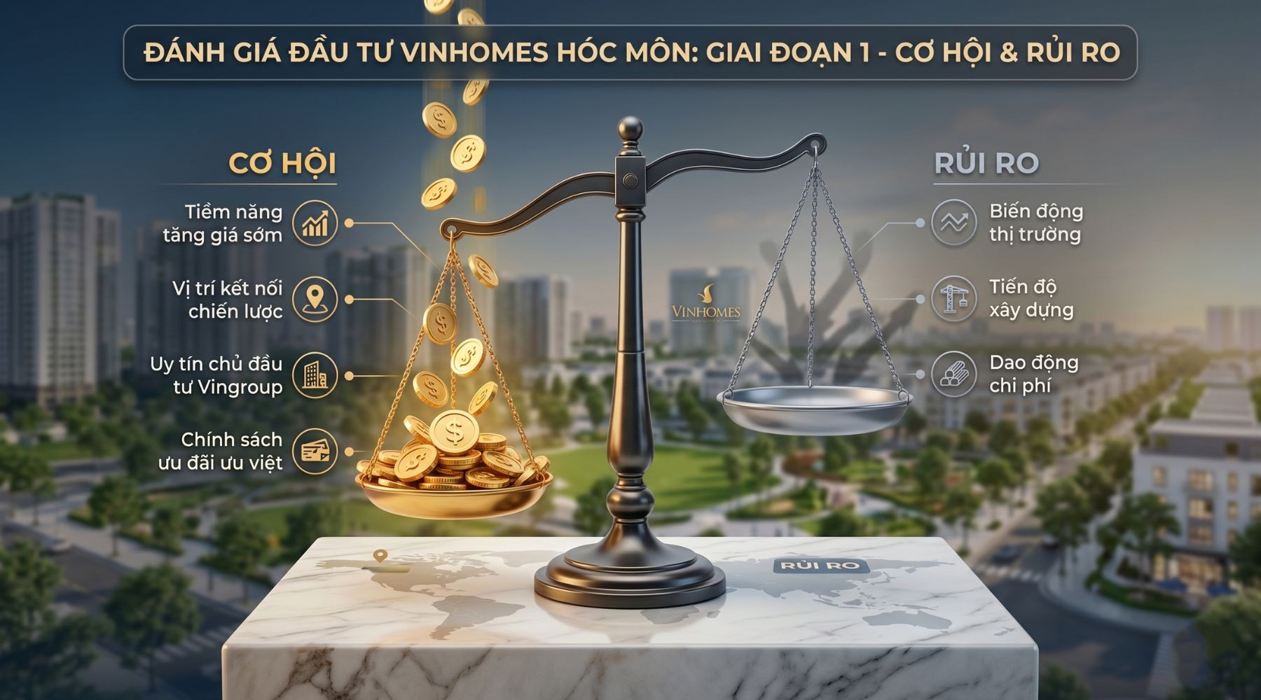 Đánh giá cơ hội và rủi ro khi quyết định xuống tiền giai đoạn 1 chính sách mua hàng vinhomes hóc môn 