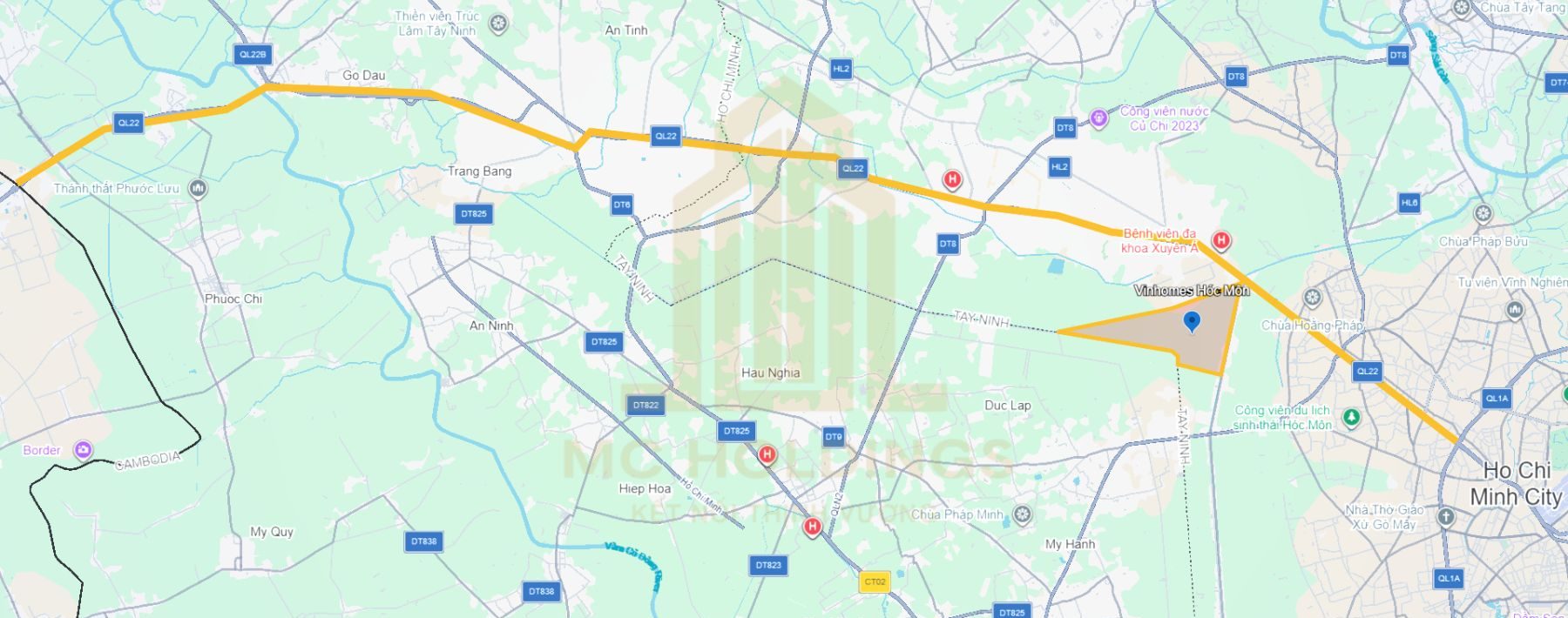 Tâm điểm dòng vốn thượng lưu trên quốc lộ 22 map