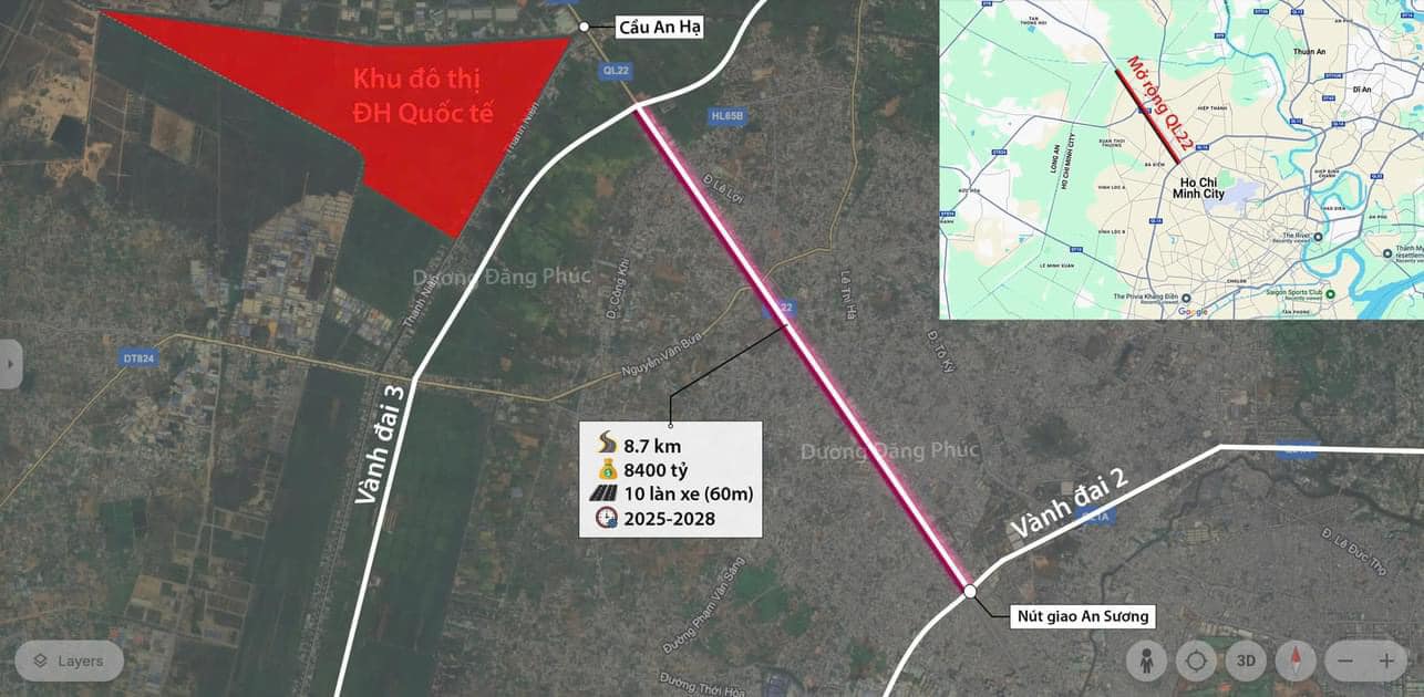 Bản đồ chi tiết quốc lộ 22 đi qua những tỉnh nào và vị trí chiến lược của khu đô thị