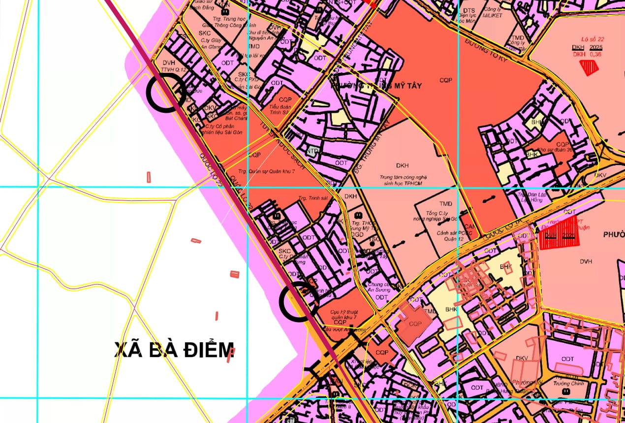 Bản đồ quy hoạch chi tiết các làn đường Quốc lộ 22