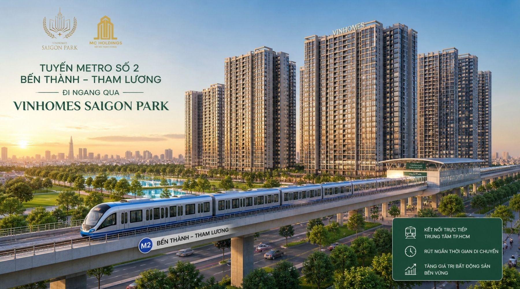 Tuyến Metro số 2 (Bến Thành – Tham Lương) đi ngang qua vinhomes sai gon park