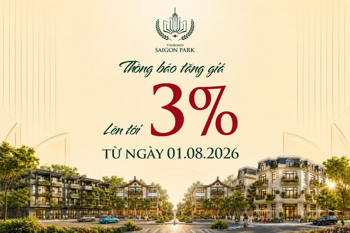 bảng giá Vinhomes Saigon Park áp dụng từ ngày 01/08/2026