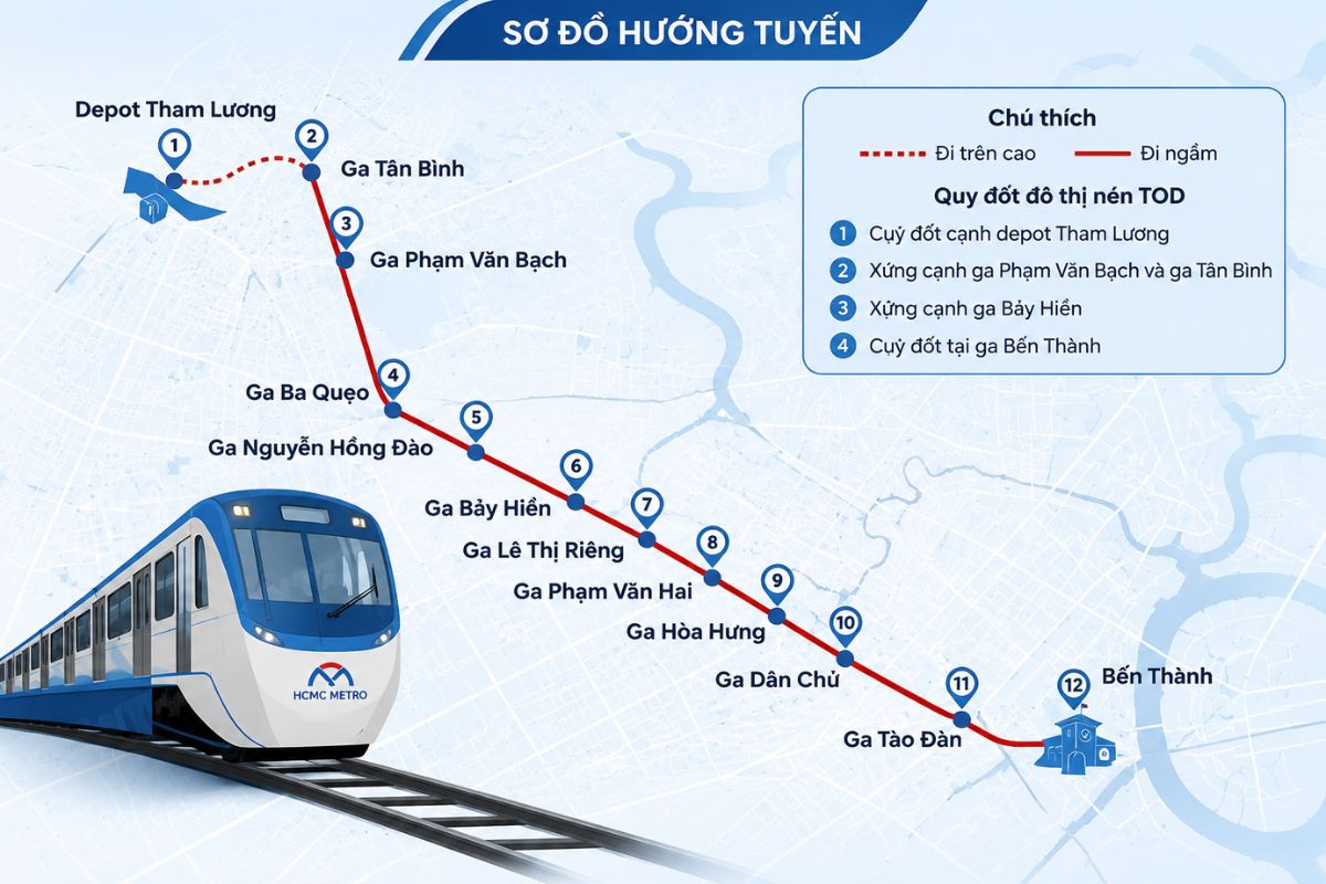 Lộ trình tuyến Metro số 2 Bến Thành Tham Lương