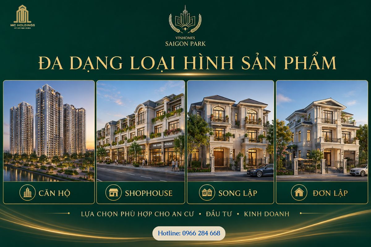 Đa dạng loại hình sản phẩm khi xuống tiền mua ở dự án Vinhomes Saigon Park